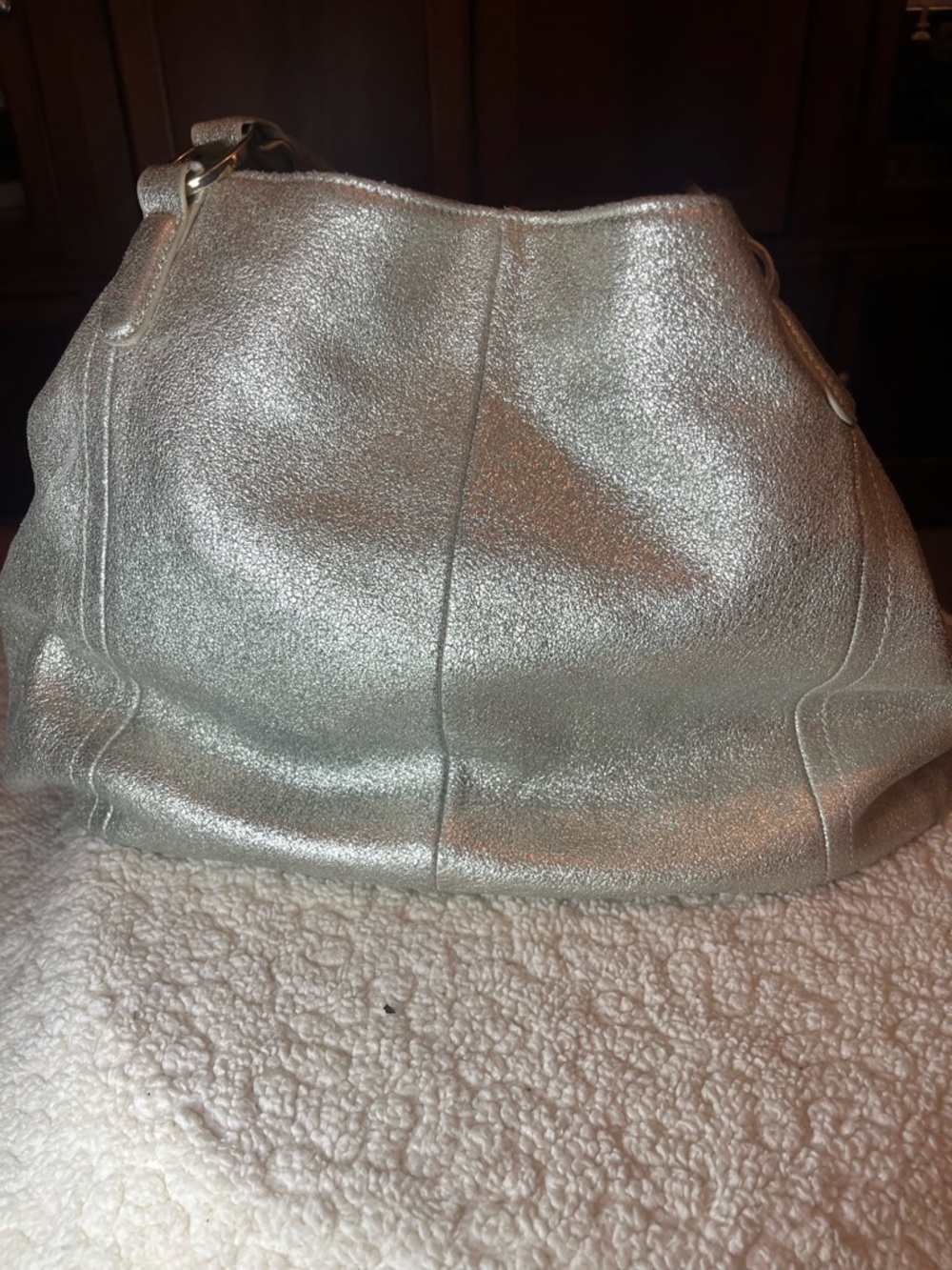 Gilli Metallic Gold Genuine Leather Hobo Shoulder Bag Large Slouchy Handbag